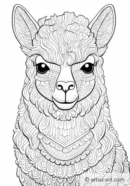 Pagina de colorat cu alpaca
